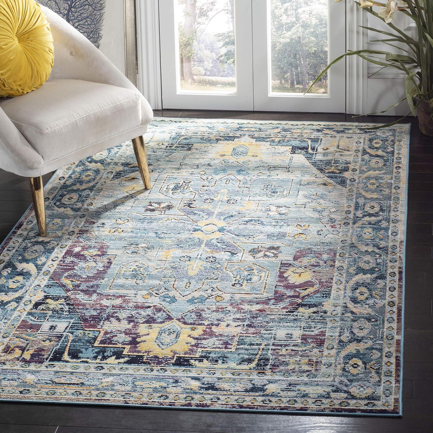 Crystal CRS503 Power Loomed Indoor Area Rug - Teal/Purple - 8'x10' - Safavieh