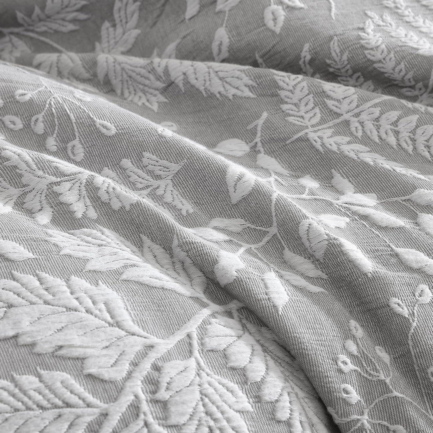 Riverbrook Home 6pc Queen Inverness Comforter Bedding Set Gray: Matelasse Design, Botanical Pattern, Includes Decorative Pillows