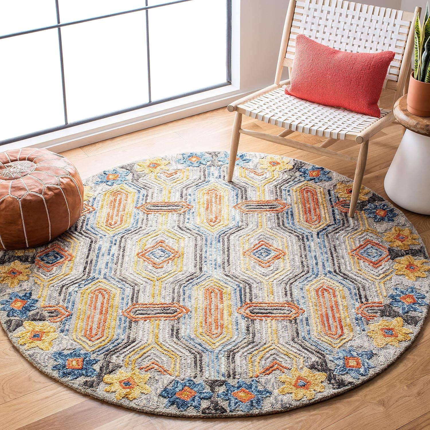 Trace TRC515 Hand Tufted Area Rug - Grey/Blue - 8'x10' - Safavieh.