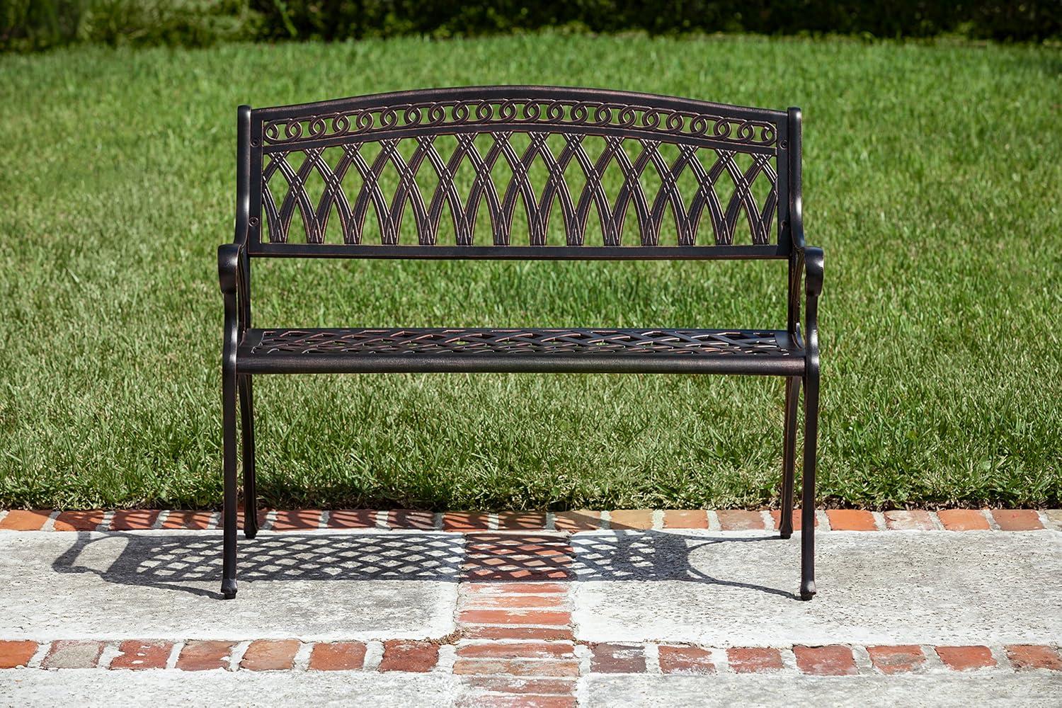 Simone 40" Antique Bronze Cast Aluminum Patio Bench