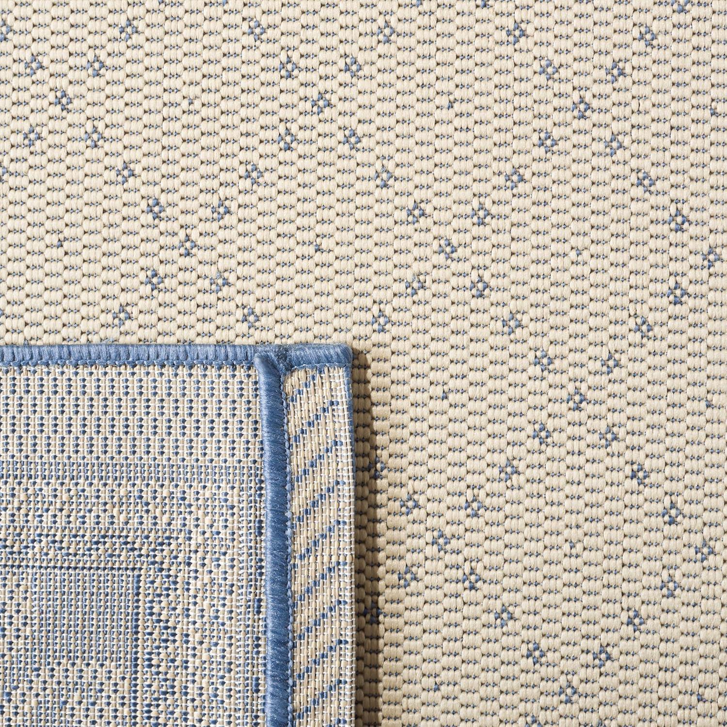 SAFAVIEH Courtyard Eva Traditional Indoor/Outdoor Area Rug, 6'7" x 9'6", Natural/Blue