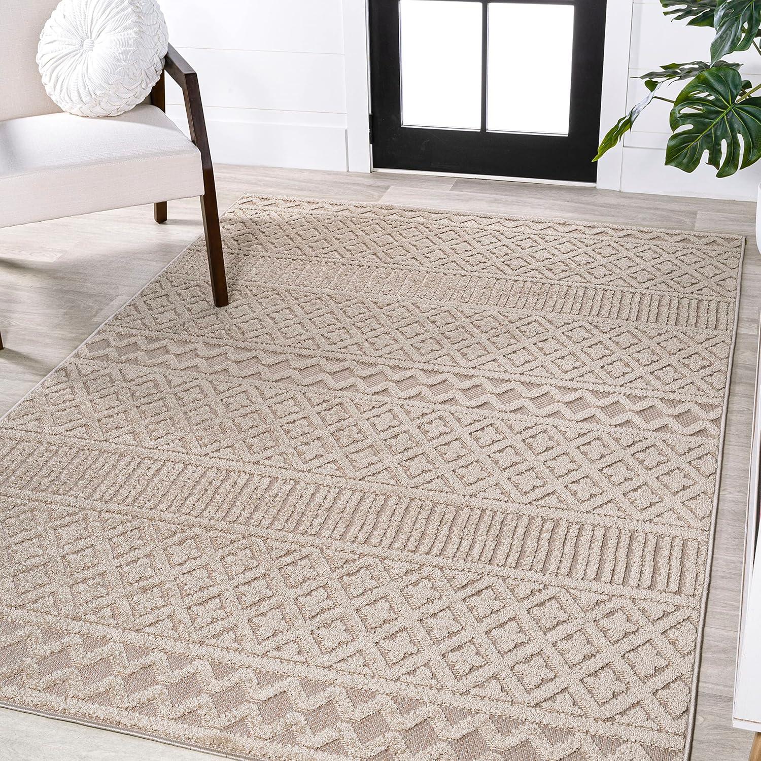 JONATHAN Y Ormond High-Low Modern Trellis Geometric Moroccan Indoor/Outdoor Area Rug