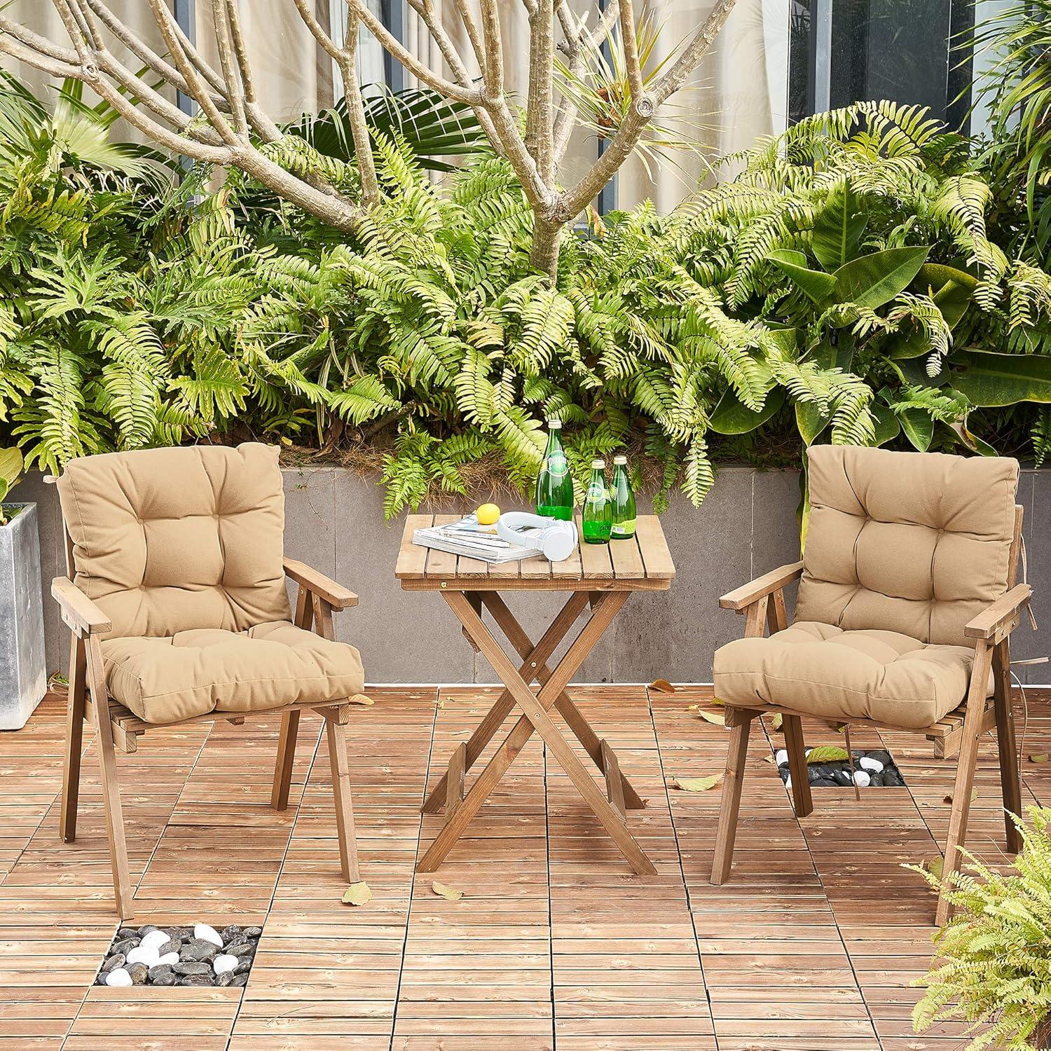Outdoor Cushions Dinning Chair Cushions with back Wicker Tufted Pillow for Patio Furniture in Gray