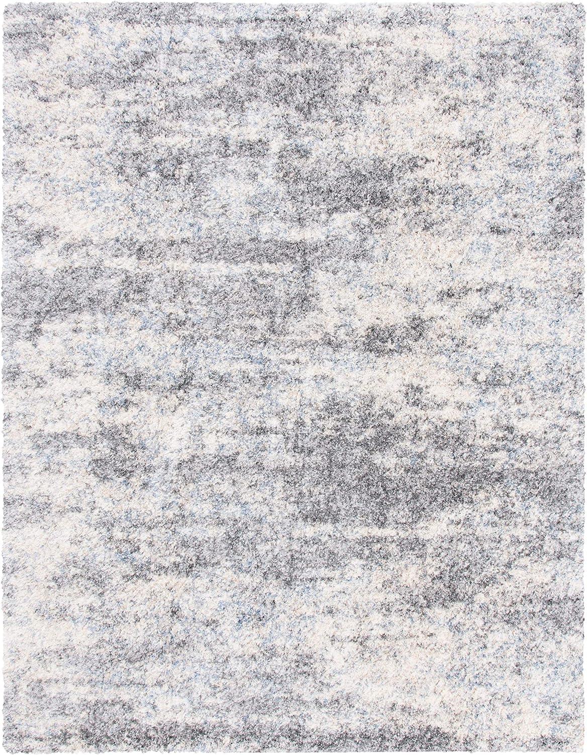 SAFAVIEH Berber Harold Abstract Plush Shag Area Rug, Grey/Cream, 8' x 10'