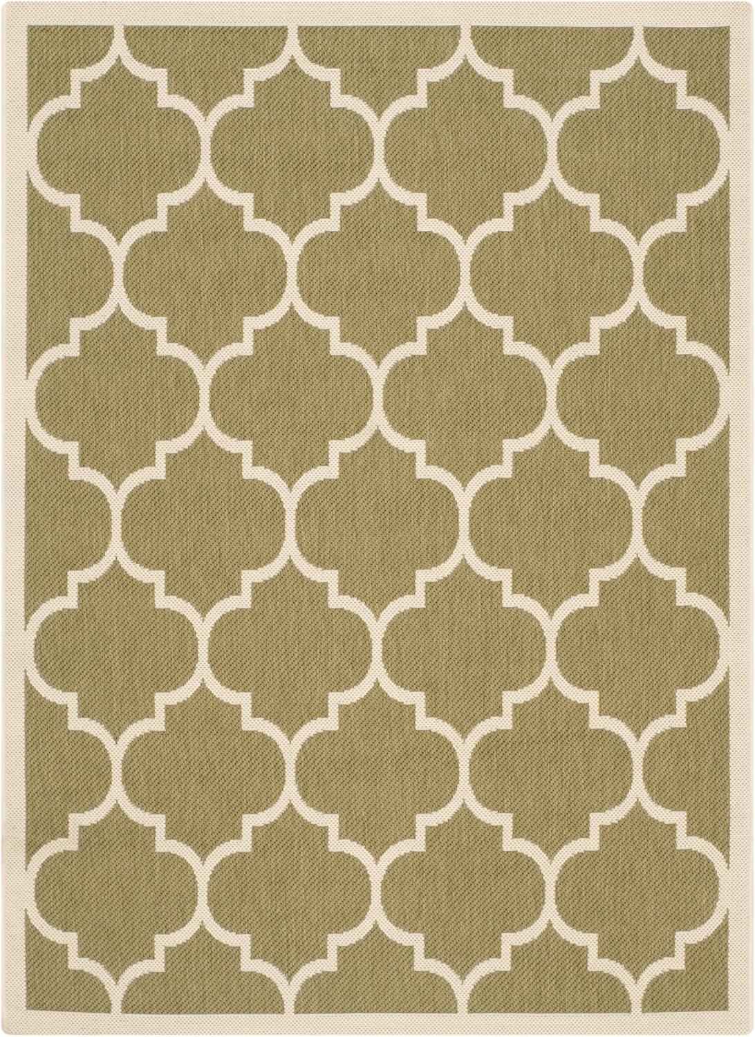 Black and Beige Synthetic Stain-Resistant Indoor/Outdoor Rug