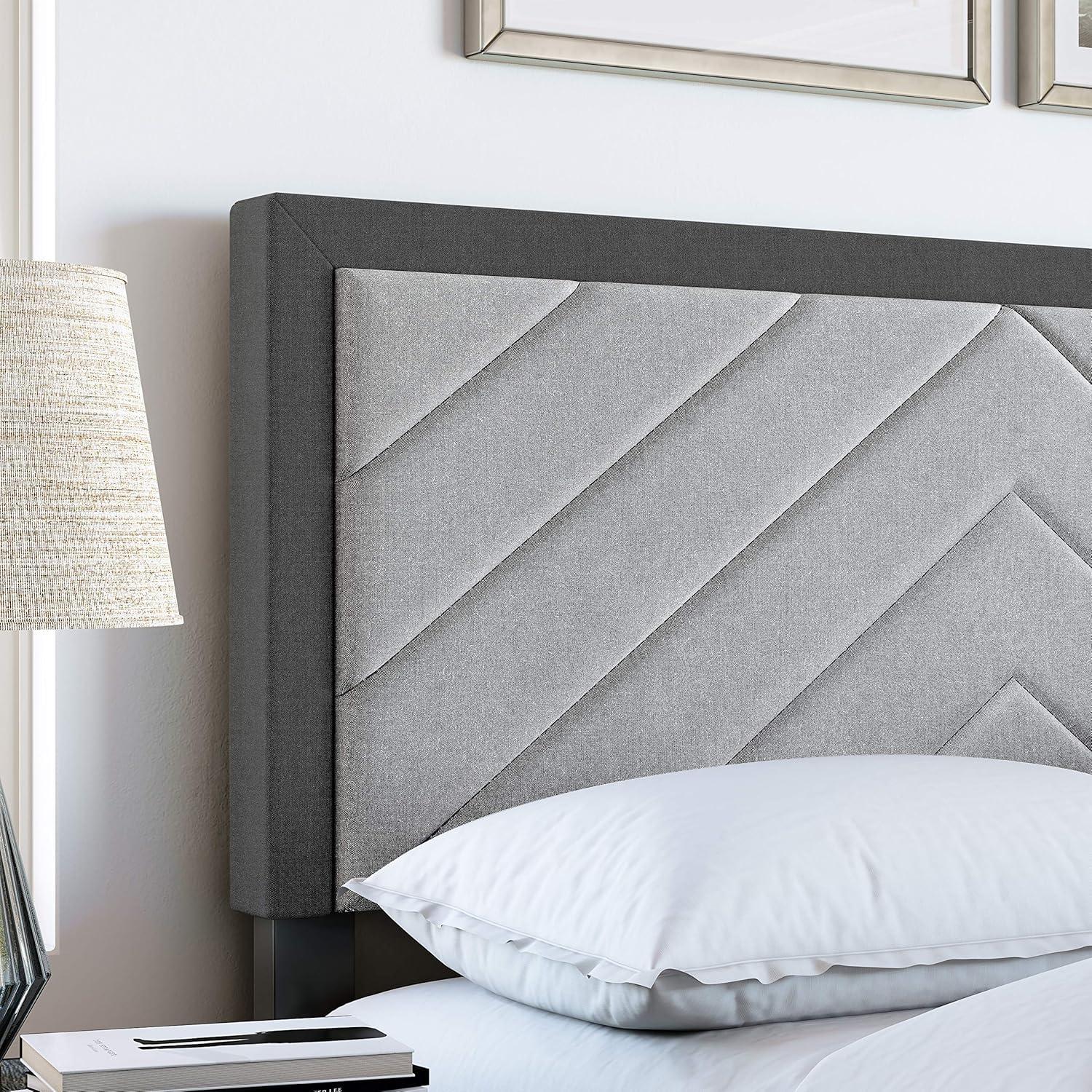Boyd Sleep Barcelona Linen or Faux Leather Upholstered Platform Bed Frame with Adjustable Headboard, Heavy Duty Slat Support System, No Box Spring Required - Boyd Sleep