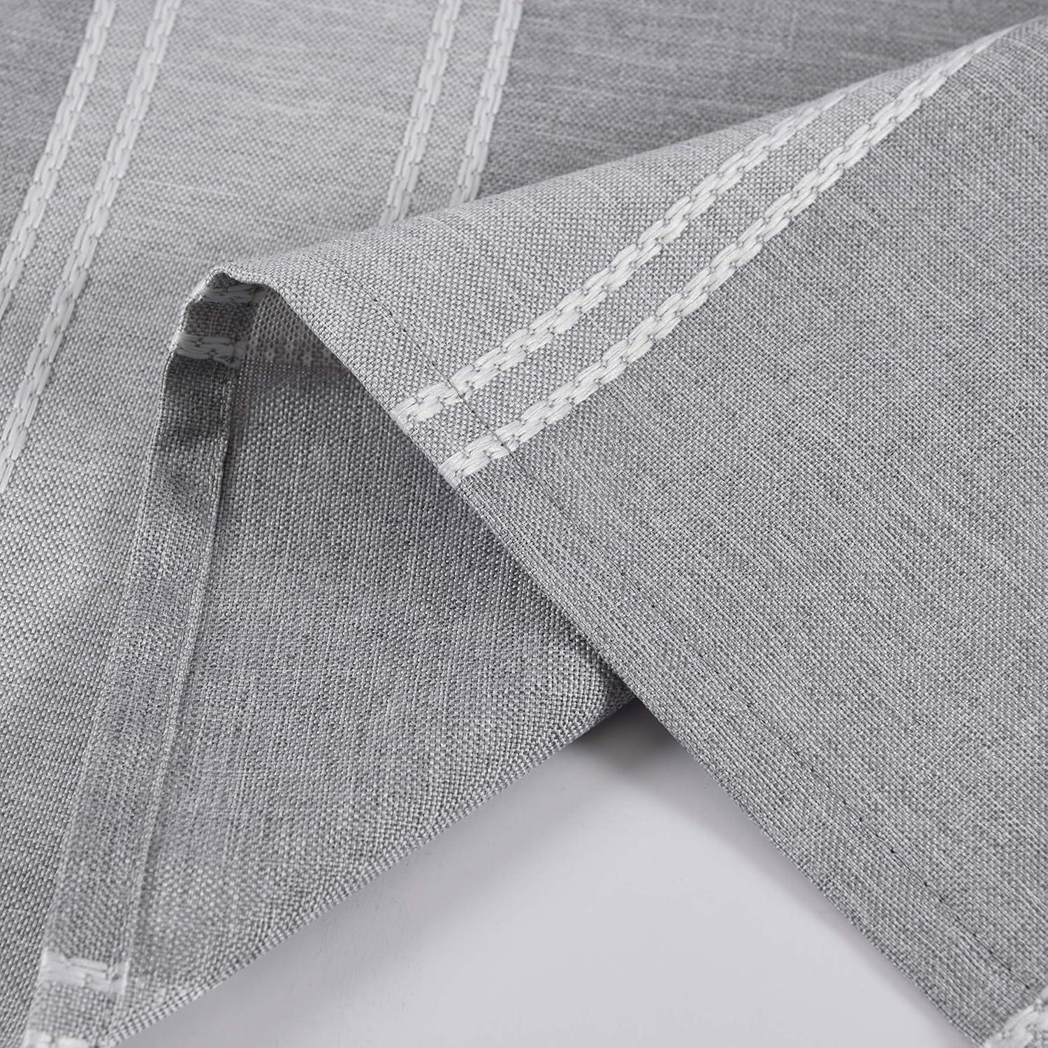 Dainty Home Madison Striped Textured Embossed Weaved Striped Cotton Feel Designed Fabric Shower Curtain 70W x 72L in Silver