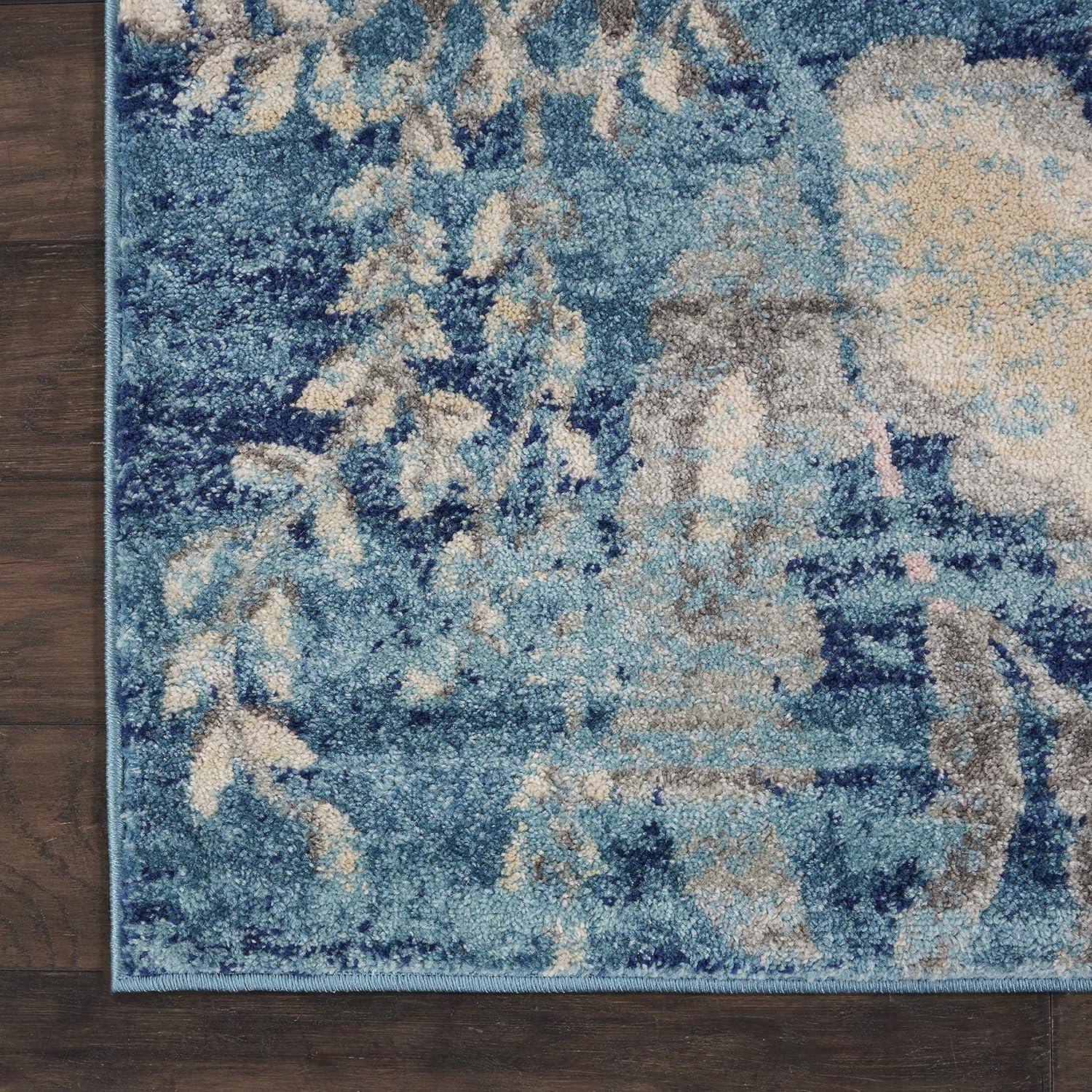 Nourison Tranquil 5'3" X 7'3" (5' x 7') Turquoise Area Rug French Country Eclectic Floral by Nourison