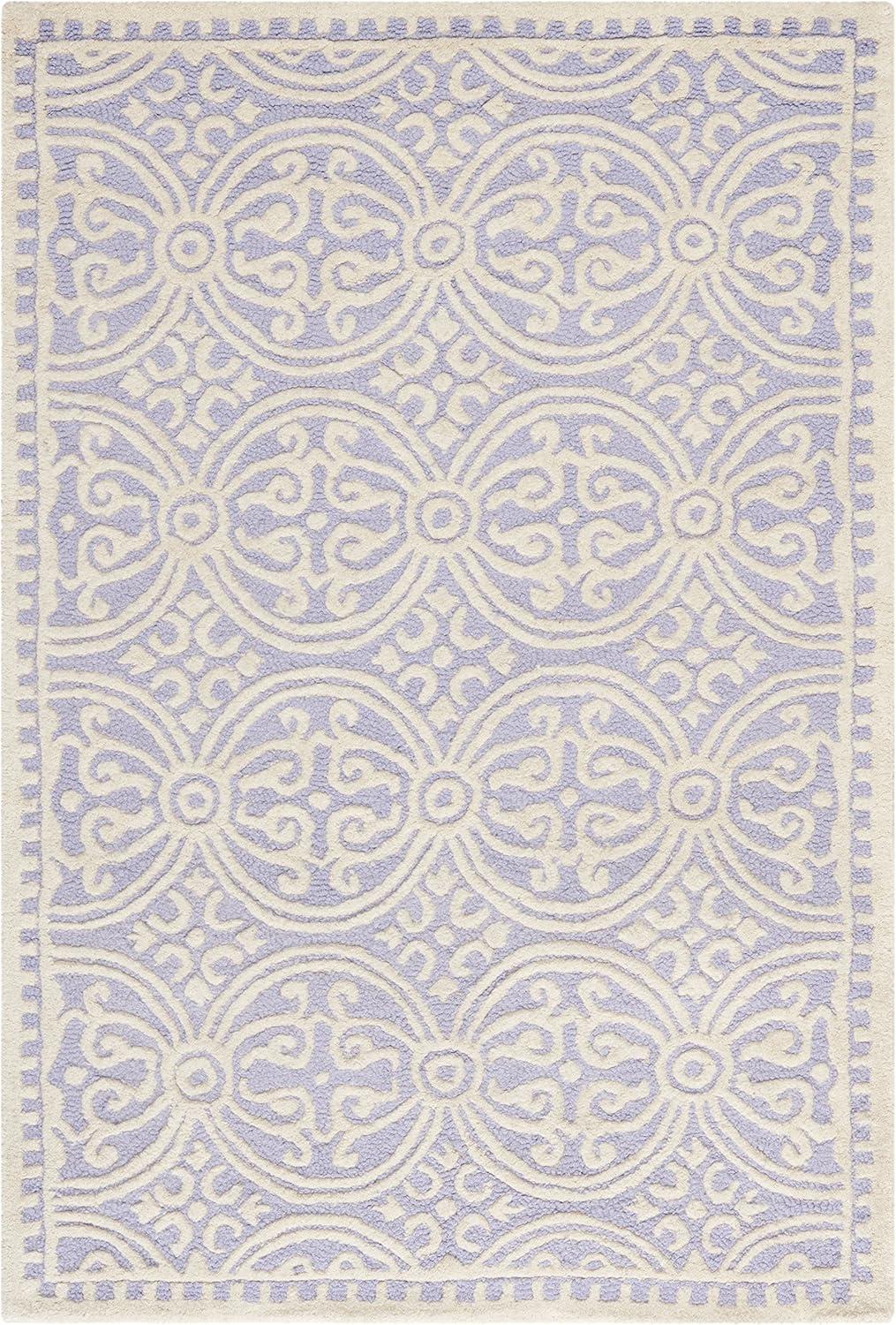 SAFAVIEH Cambridge Leslie Geometric Wool Area Rug, Lavender/Ivory, 3' x 5'