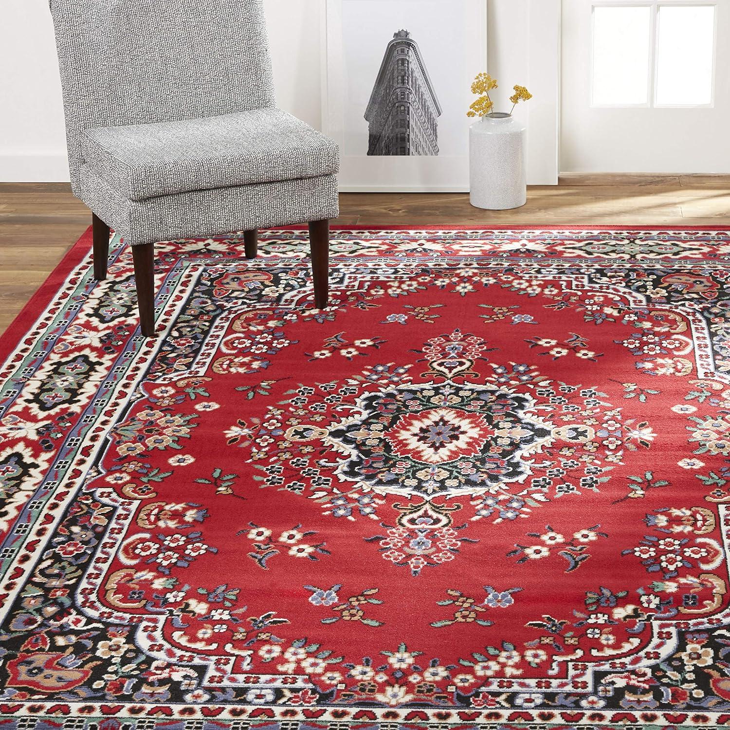 Sakarya Medallion Red & Black 5'x7' Traditional Area Rug