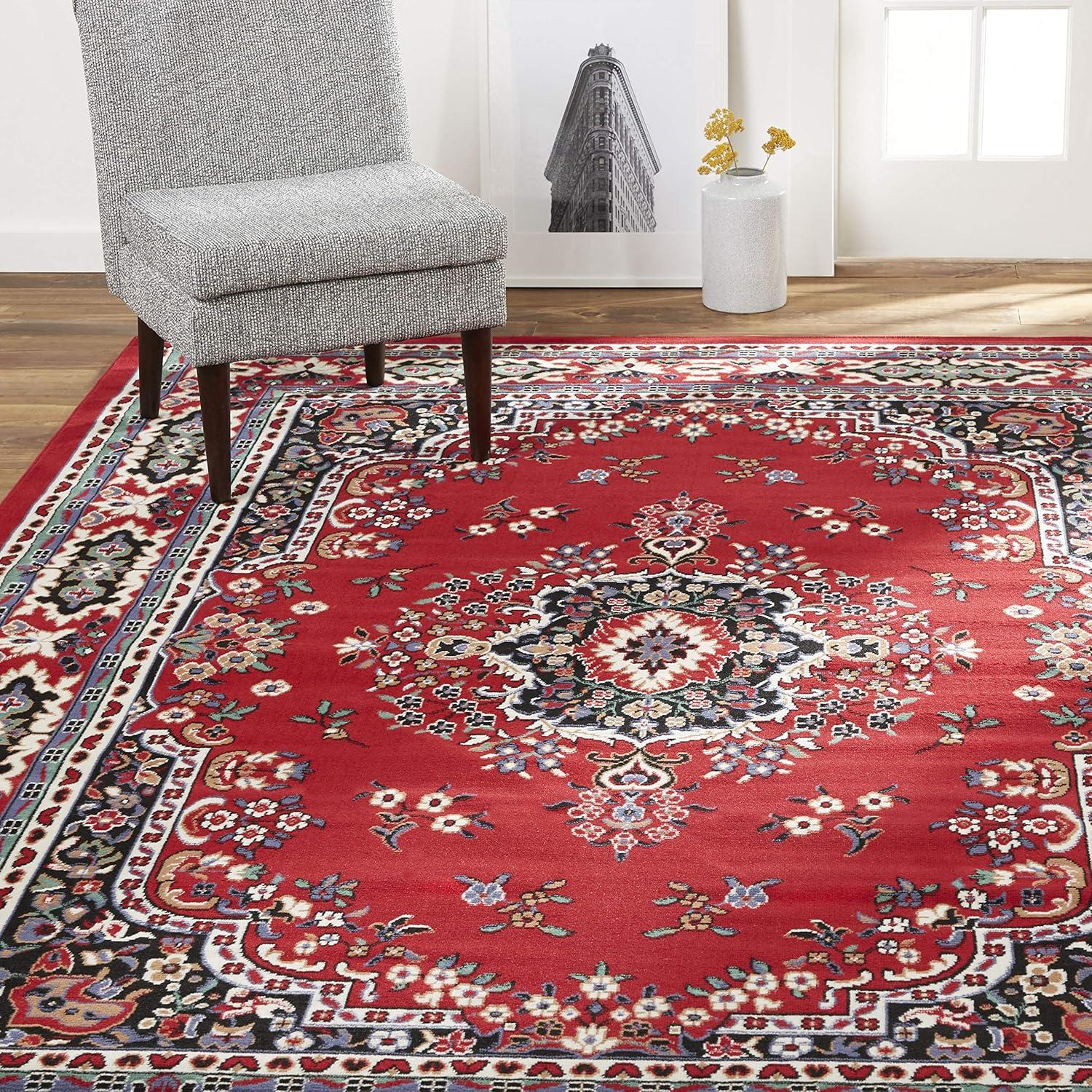 Home Dynamix Premium Sakarya Traditional Medallion Area Rug, Red/Black, 3'7"x5'2"