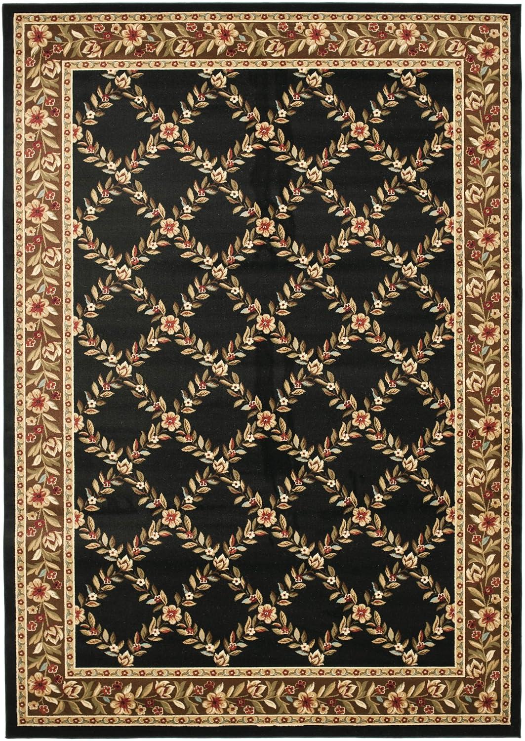 Lyndhurst LNH557 Power Loomed Area Rug - Black/Brown - 6'7"x9'6" - Safavieh