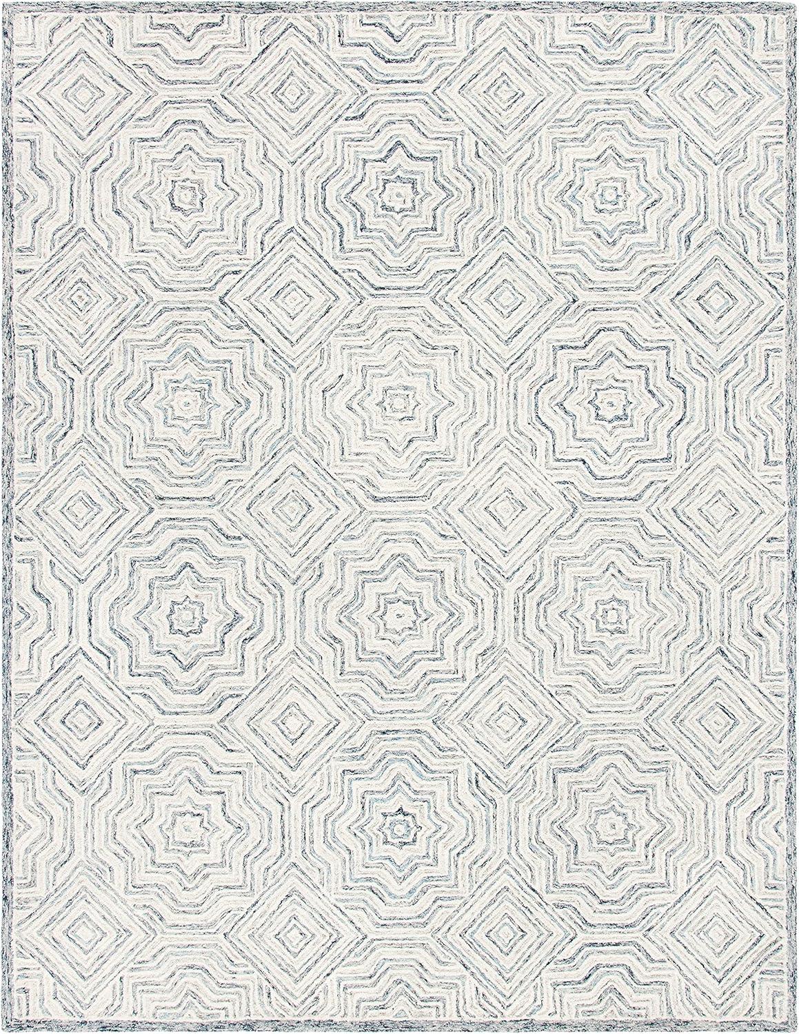 SAFAVIEH Capri Layla Geometric Wool Area Rug, Beige/Blue, 9' x 12'