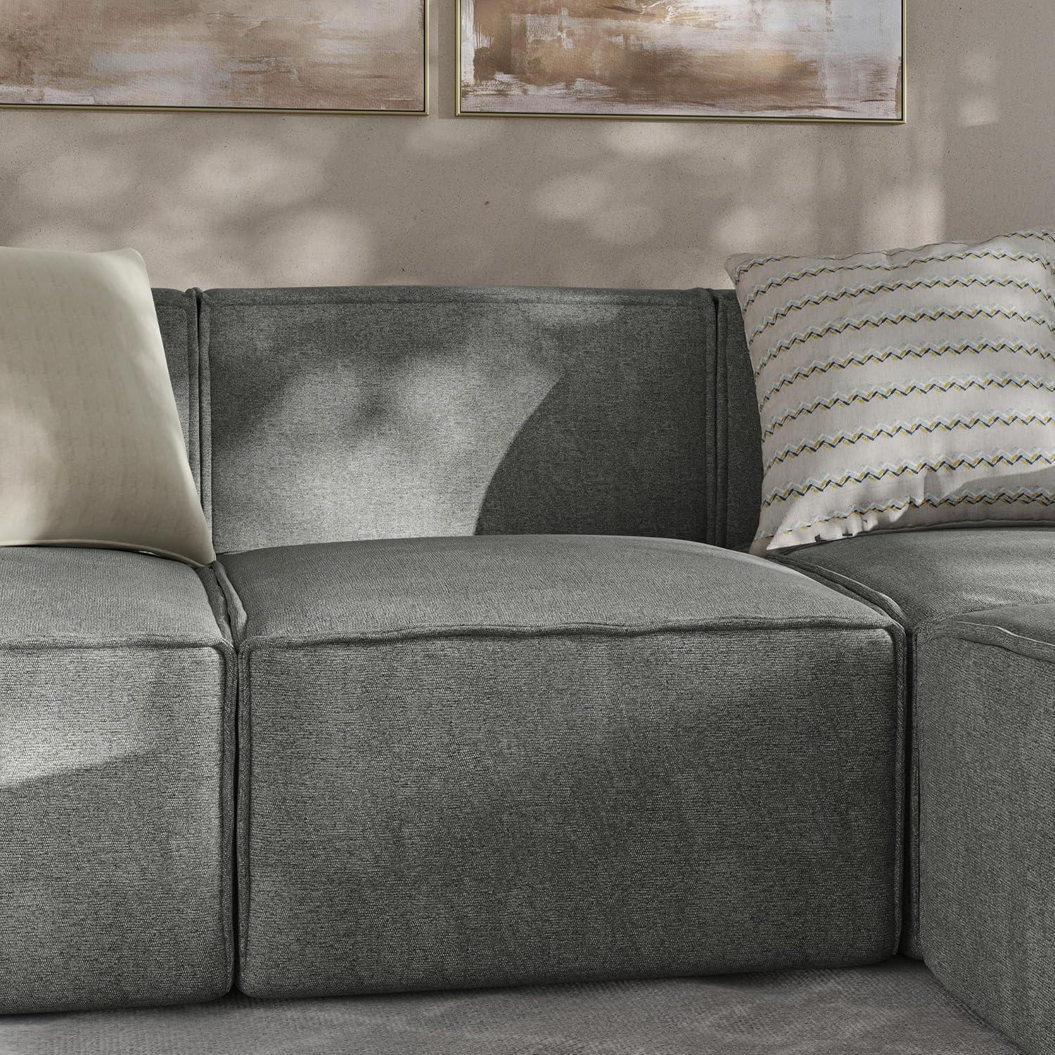 Gray Fabric Modular Armless Middle Chair for Sectional Sofa