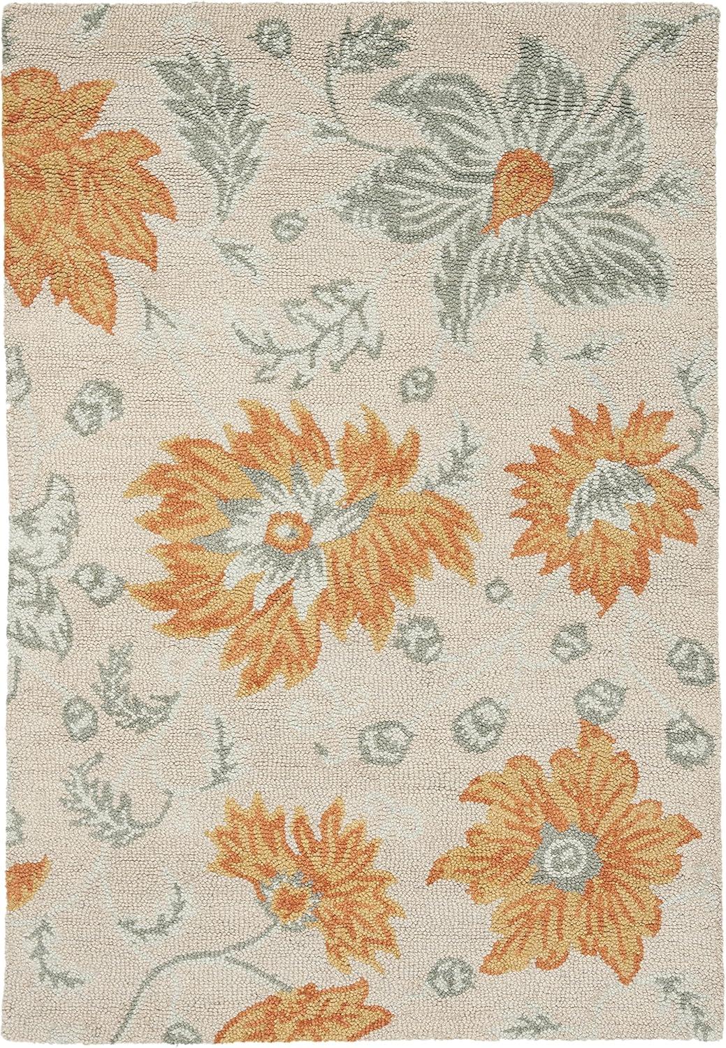 SAFAVIEH Blossom Rana Floral Flowers Wool Area Rug, Ivory/Multi, 4' x 6'