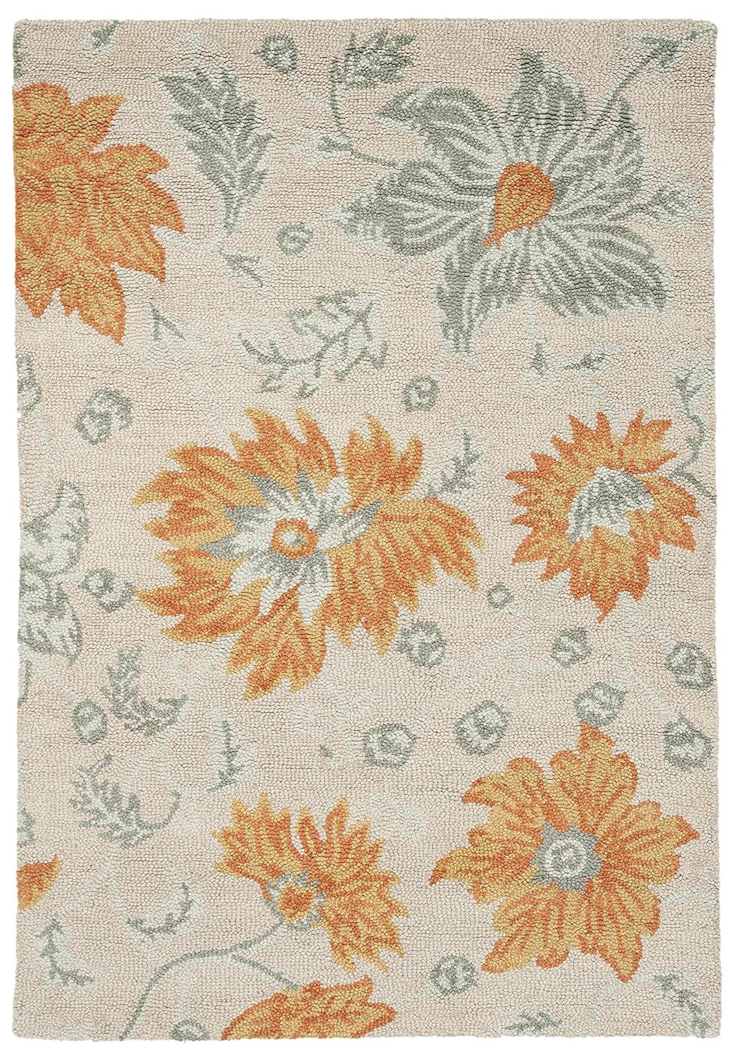 SAFAVIEH Blossom Rana Floral Flowers Wool Area Rug, Ivory/Multi, 4' x 6'