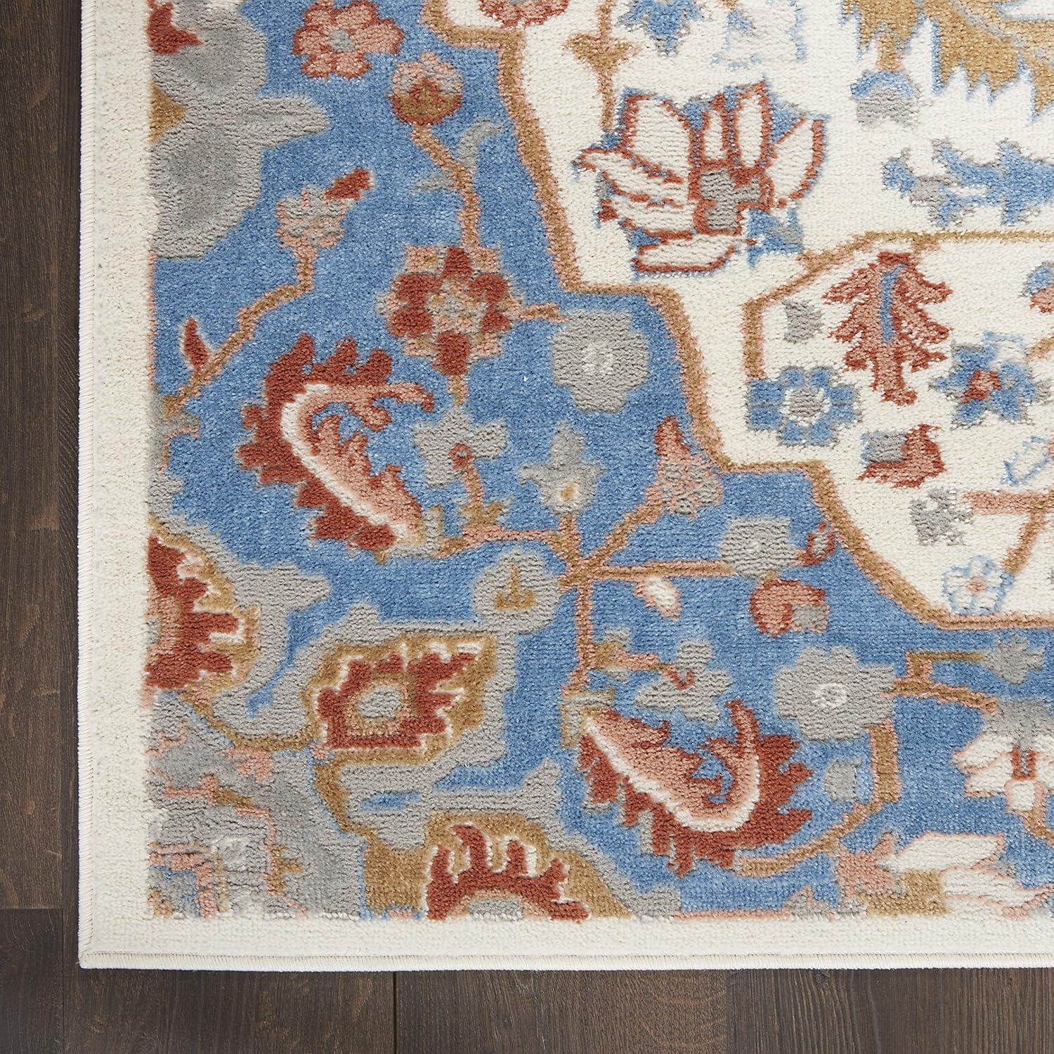 Nourison Elation Floral Medallion Indoor Rug Ivory Blue 7'10" x 9'10"