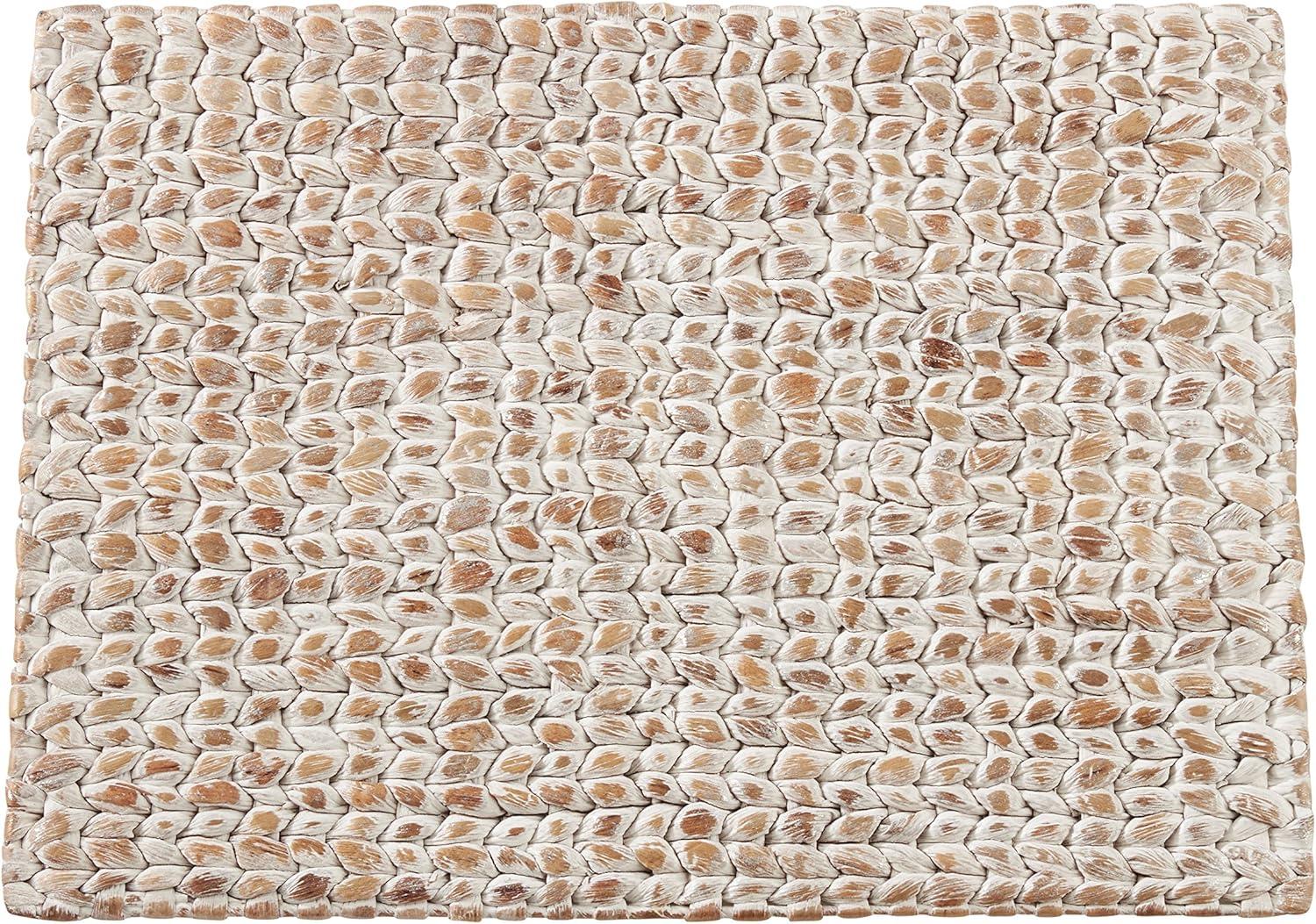 Beige Woven Water Hyacinth Rectangular Placemats, Set of 4