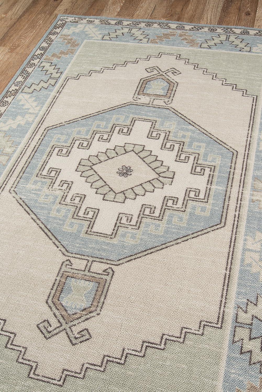 3'3"x5' Medallion Loomed Accent Rug Light Blue - Momeni: Traditional Wool & Nylon, Low Pile, Indoor Rectangle Rug