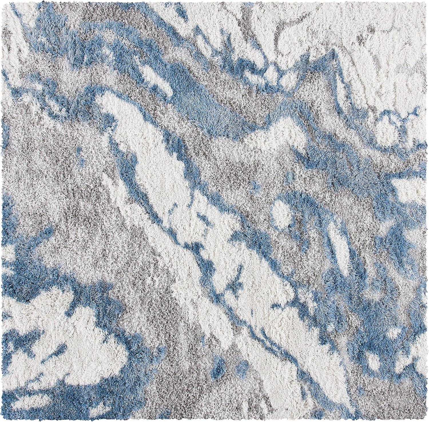 Horizon Shag 800 HZN890 Machine Made Area Rug - 5'x5' - Grey/Blue - Safavieh