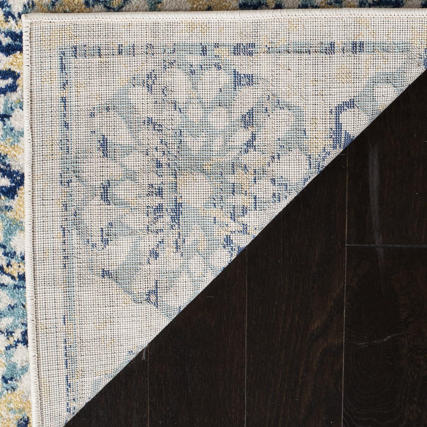 SAFAVIEH Evoke Anselmo Floral Distressed Area Rug, Ivory/Blue, 9' x 12'