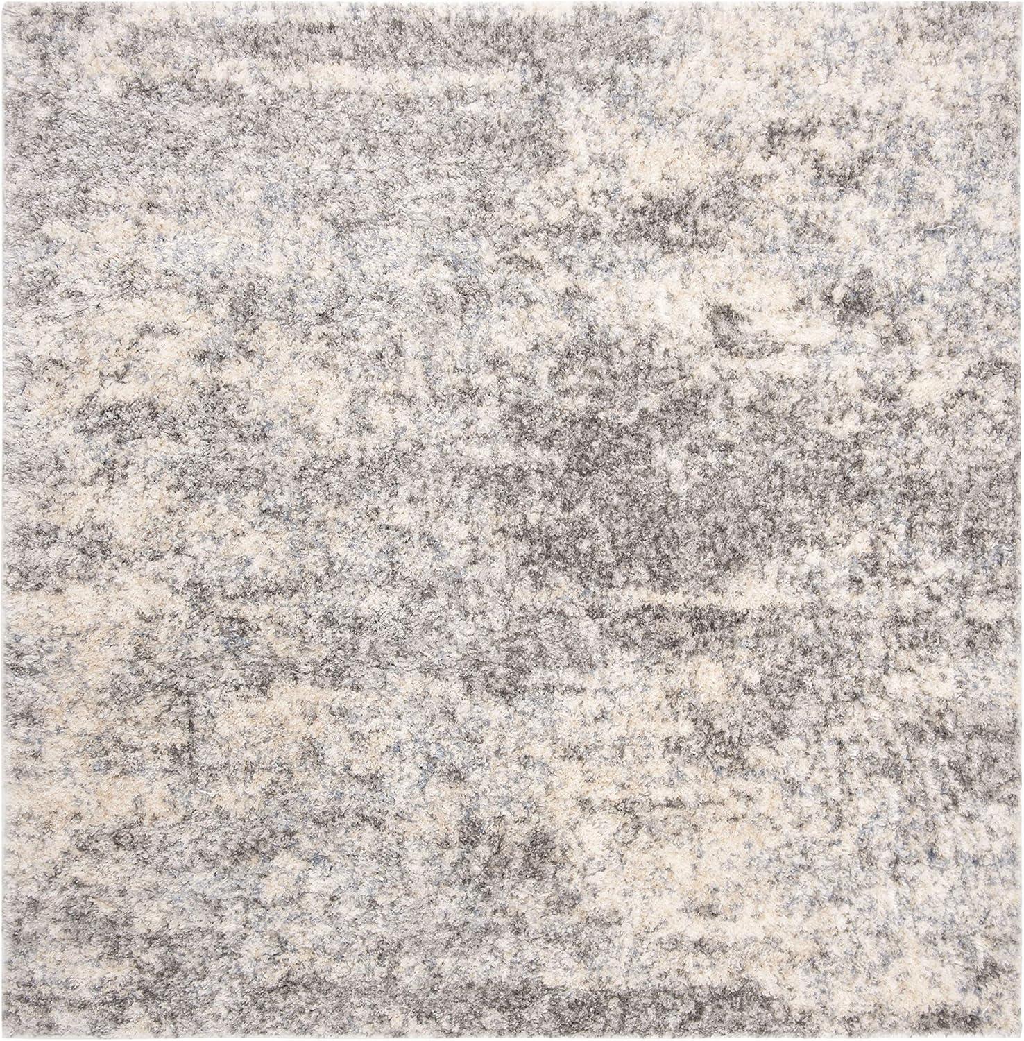 SAFAVIEH Berber Damian Abstract Shag Area Rug, Grey Blue/Cream, 11' x 11' Square