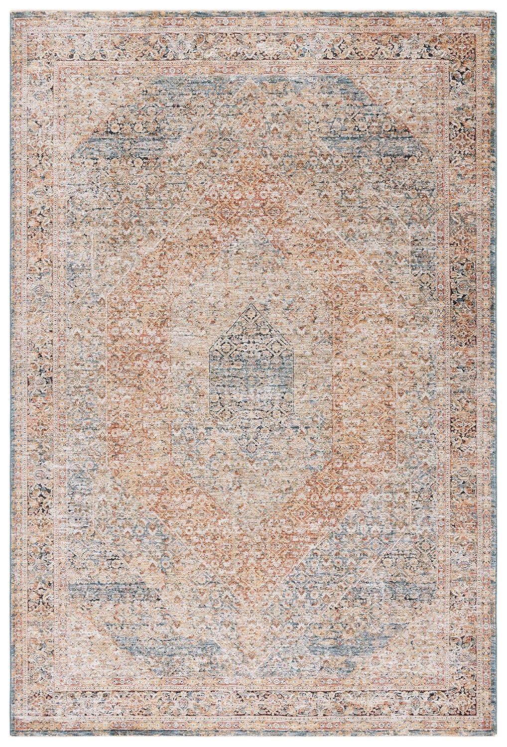 Silverado SVD106 Power Loomed Area Rug - Blue/Rust - 4'x6' - Safavieh.