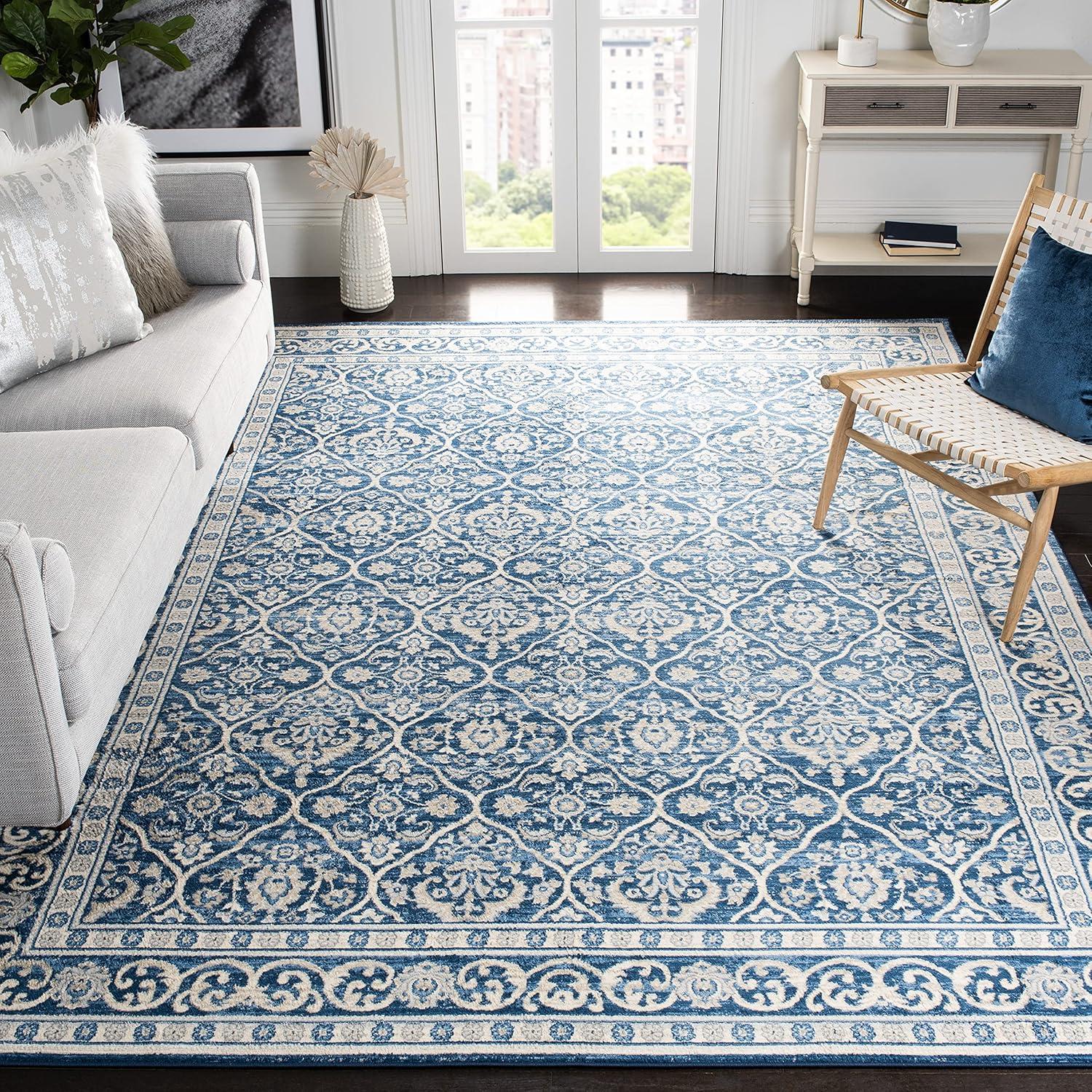 SAFAVIEH Brentwood Naomh Geometric Area Rug, 6'7" x 6'7" Square, Navy/Light Grey