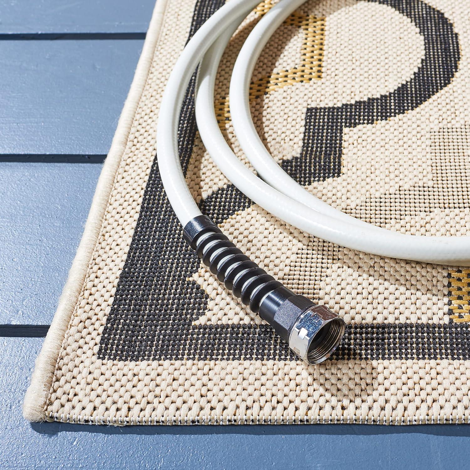 Courtyard CY7938 Power Loomed Indoor and Outdoor Accent Rug - Beige/Black - 2'7"x5' - Safavieh