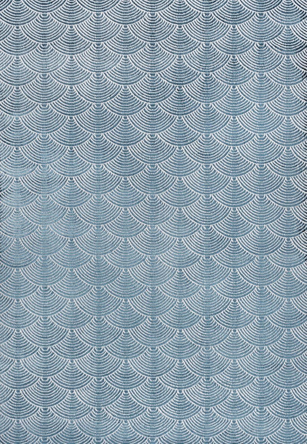 JONATHAN Y Porter Geometric Art Deco Fan Pattern High-Low Navy/Cream 3 ft. x 5 ft. Area Rug