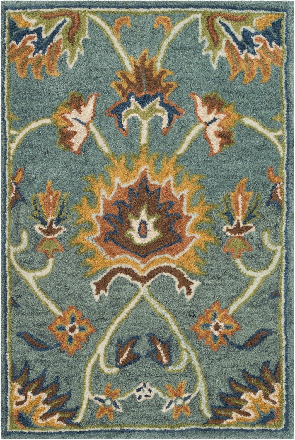 SAFAVIEH Heritage Odran Traditional Wool Area Rug, Light Blue, 5' x 8'