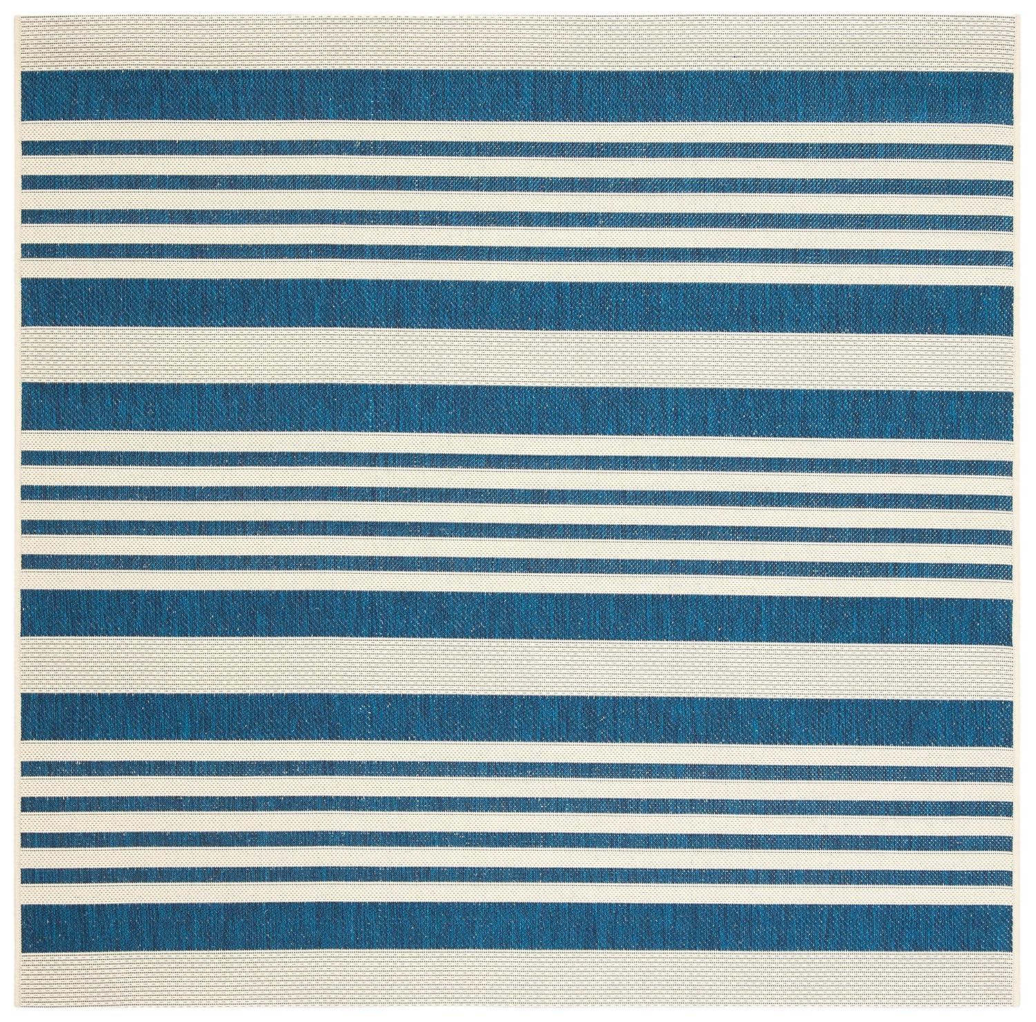 Courtyard CY6062 Power Loomed Indoor/Outdoor Area Rug - Navy/Beige - 4'x4' - Safavieh.