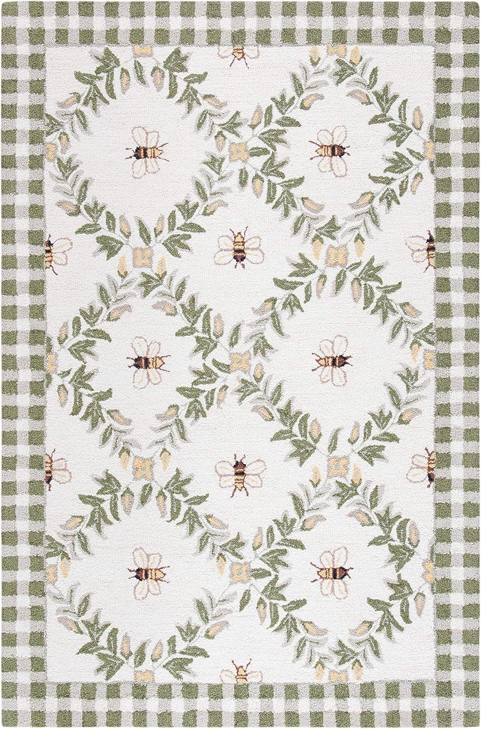 Chelsea HK55 Hand Hooked Accent Rug - Ivory/Green - 3'9"x5'9" - Safavieh