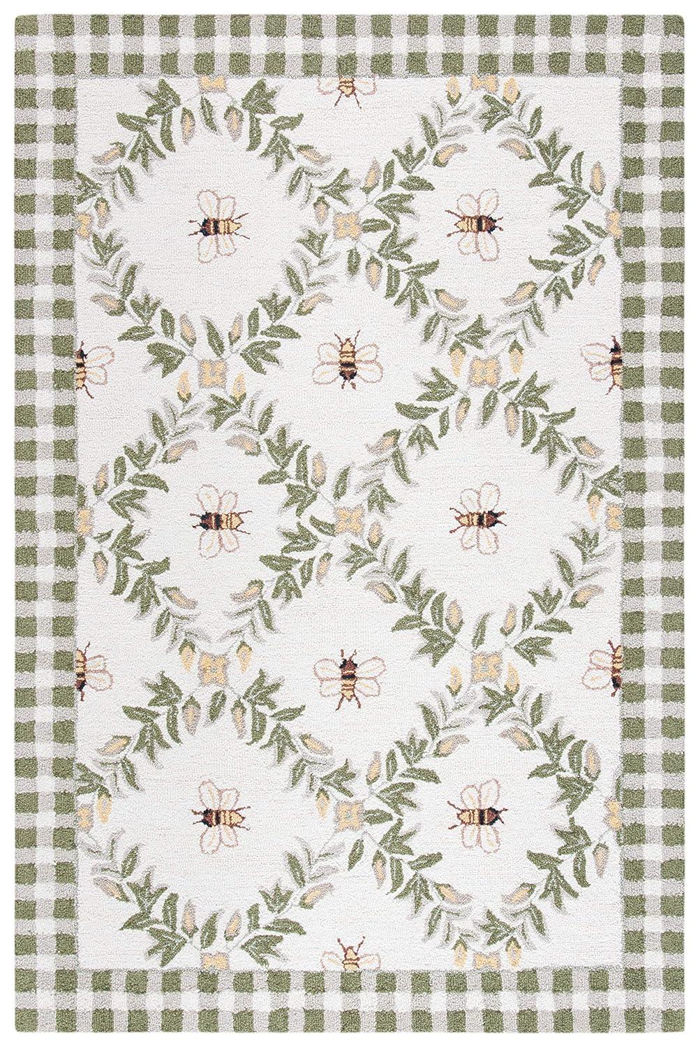 Chelsea HK55 Hand Hooked Accent Rug - Ivory/Green - 3'9"x5'9" - Safavieh