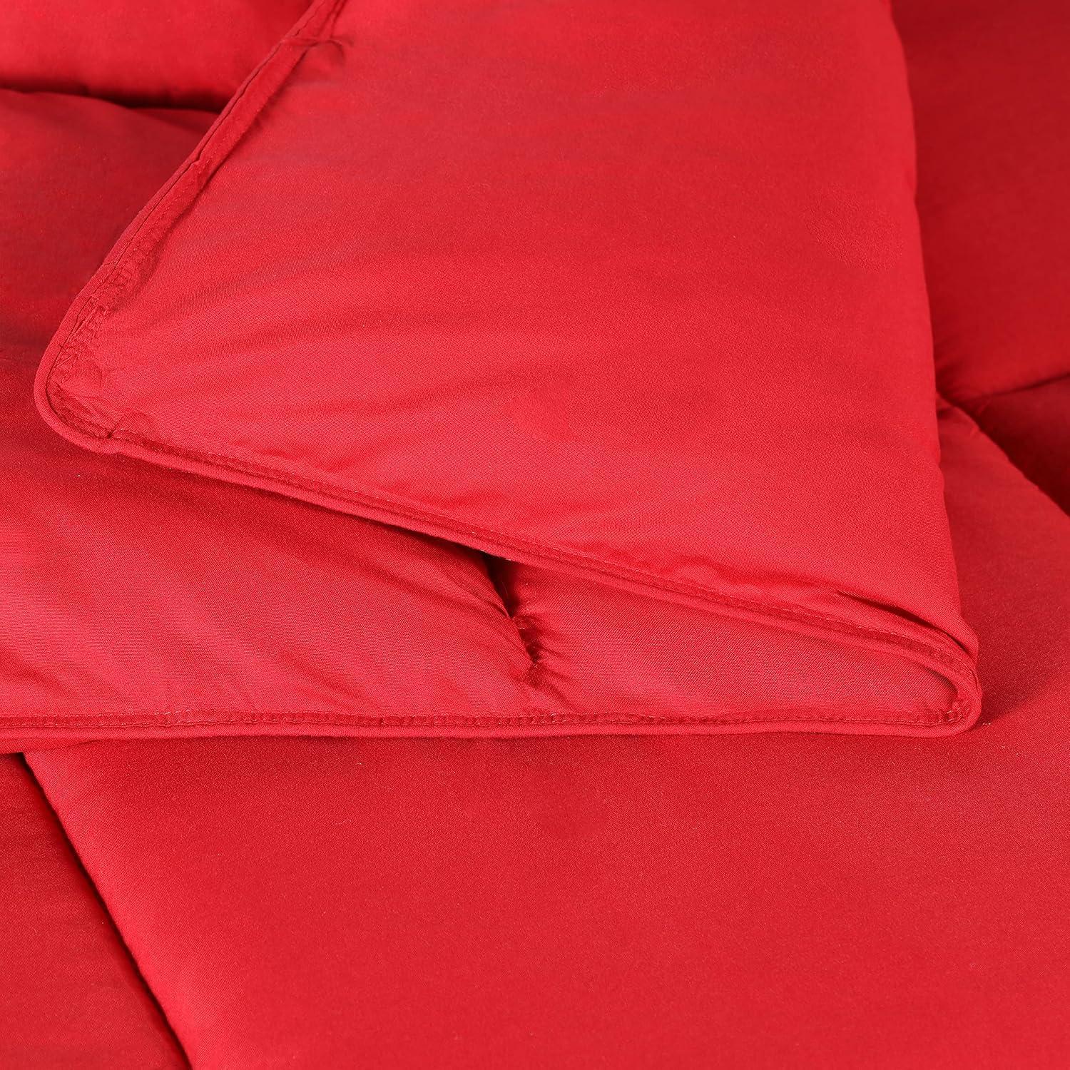 Twin Red Microfiber Reversible Comforter with Down Alternative Fill