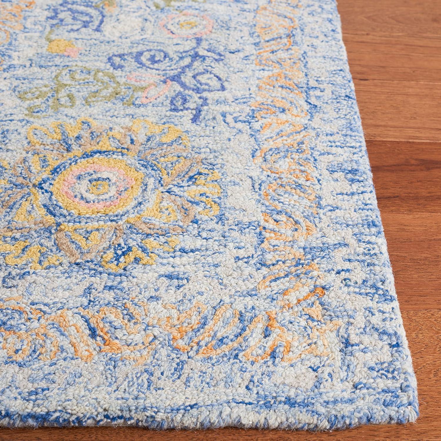 Handmade Blue Wool 9' x 12' Tufted Area Rug