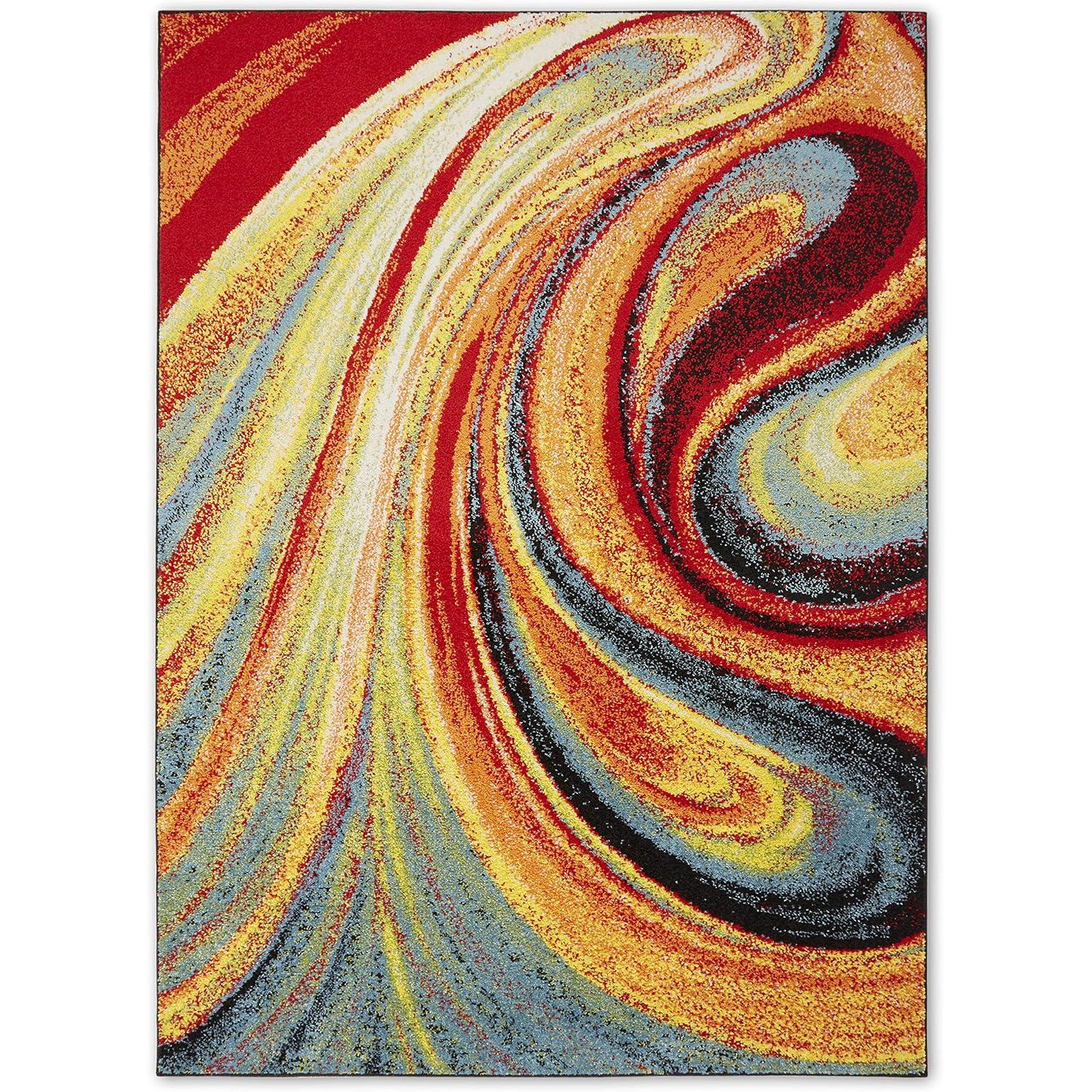 Home Dynamix Splash Adja Contemporary Abstract Swirl Area Rug, Red/Blue, 7'10"x10'2"