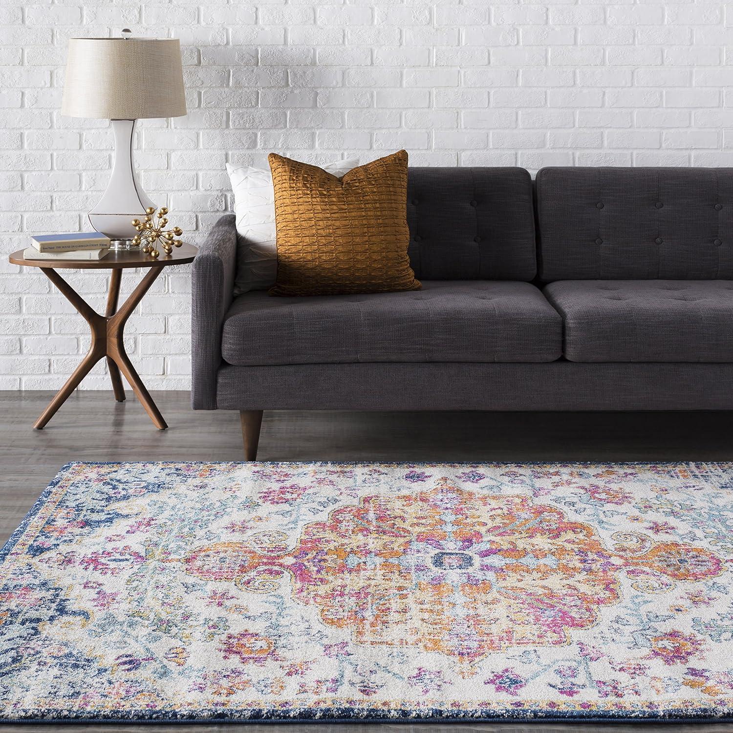 Livabliss Harput Vintage Medallion Area Rug,7'10" x 10'2",Aqua