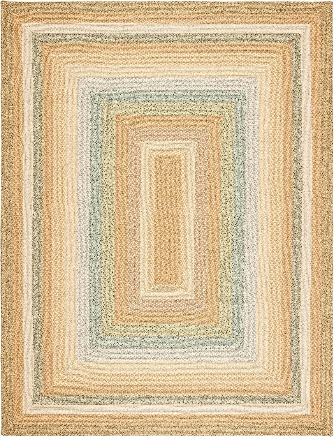 SAFAVIEH Braided Marco Stripe Bordered Area Rug, Tan/Multi, 8' x 10'