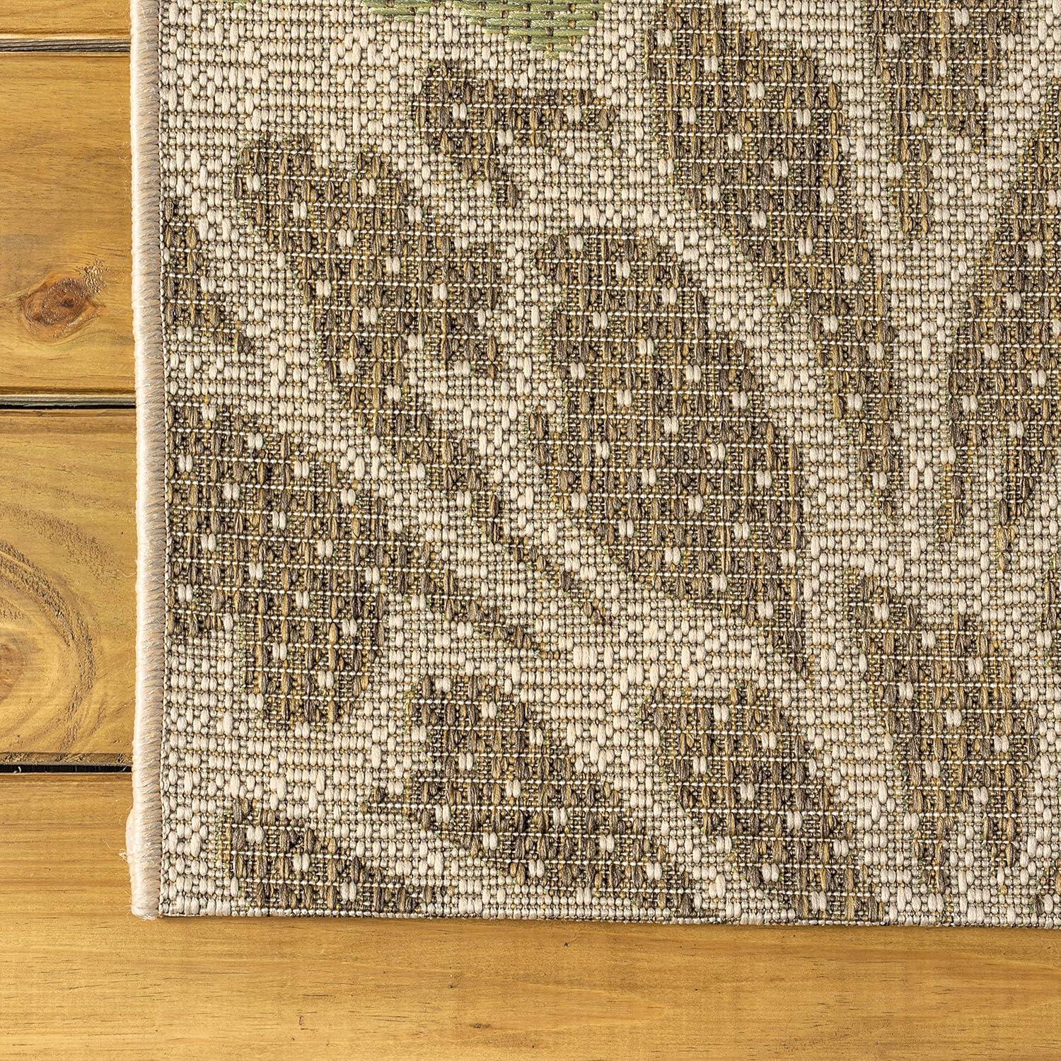 Zinnia Modern Floral Textured Weave Indoor/Outdoor Area Rug - JONATHAN Y