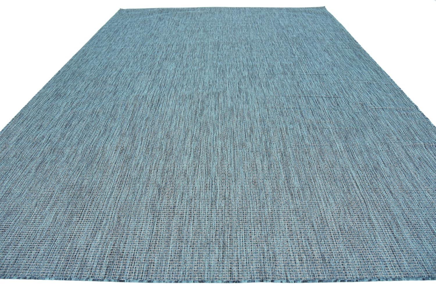 Unique Loom 9' 0 x 12' 2 Rectangle Indoor/Outdoor Solid Teal Area Rug