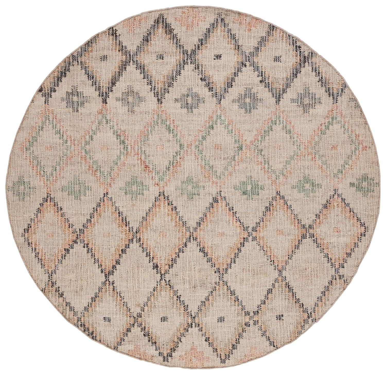 Kilim KLM753 Hand Loomed Area Rug - Beige/Gold - 5' round - Safavieh.