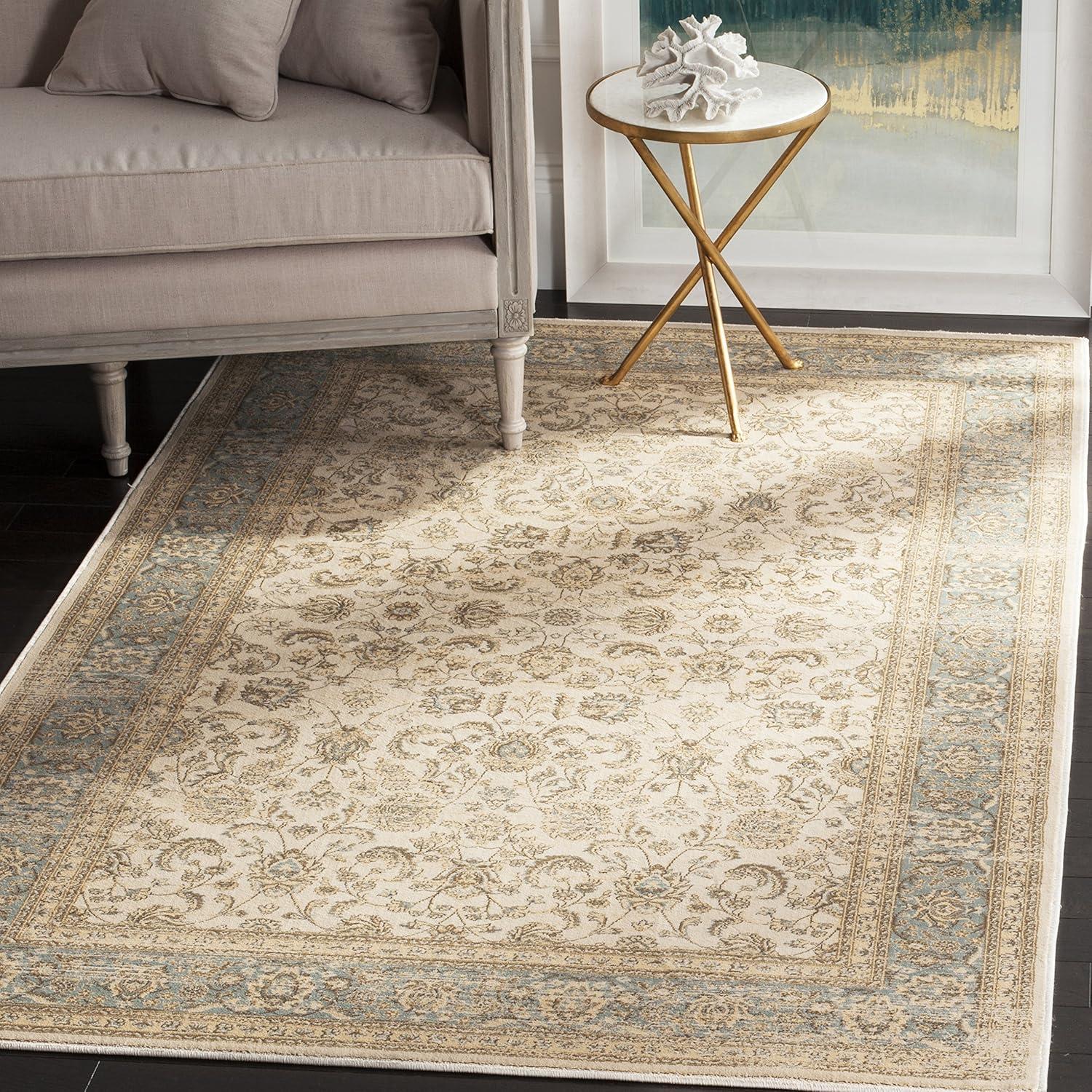 SAFAVIEH Vintage Roseann Traditional Area Rug, Ivory/Light Blue, 4' x 5'7"