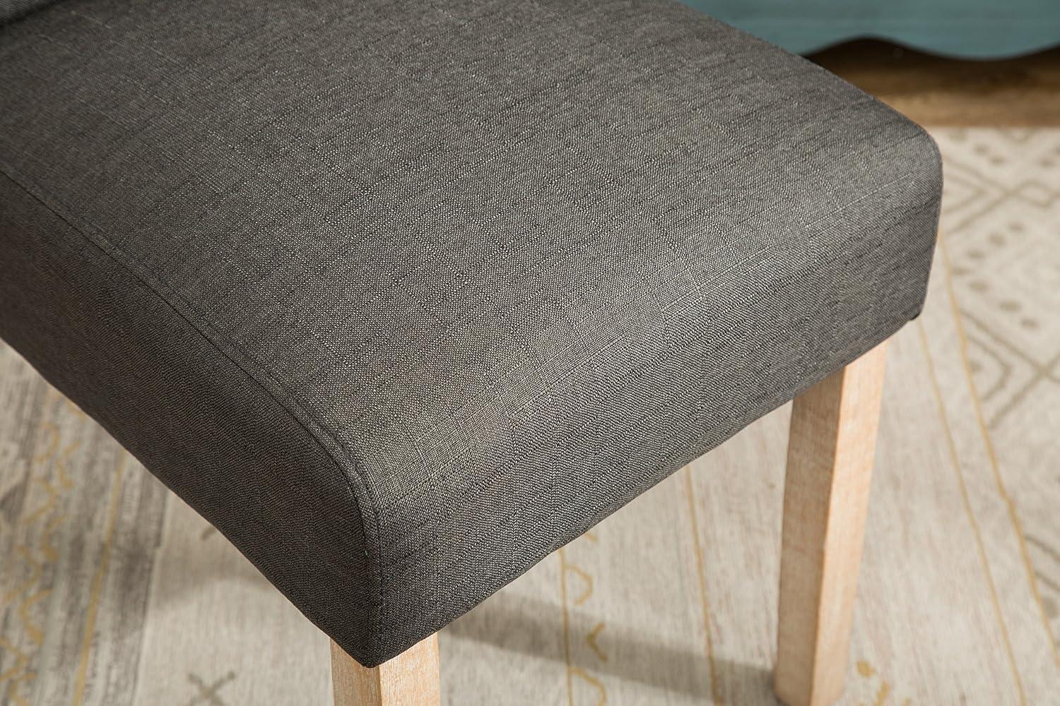 Roundhill Furniture Habit Solid Wood Tufted Parsons Dining Chair, Charcoal, Set of 2