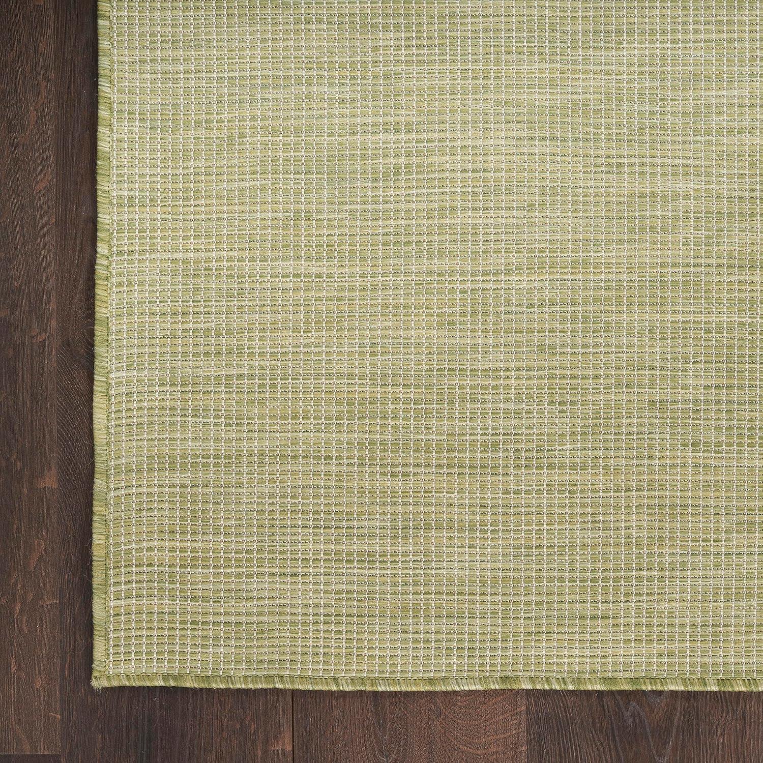 Nourison Positano Solid Flatweave Low Pile Indoor Outdoor Area Rug Green 7' x 10'