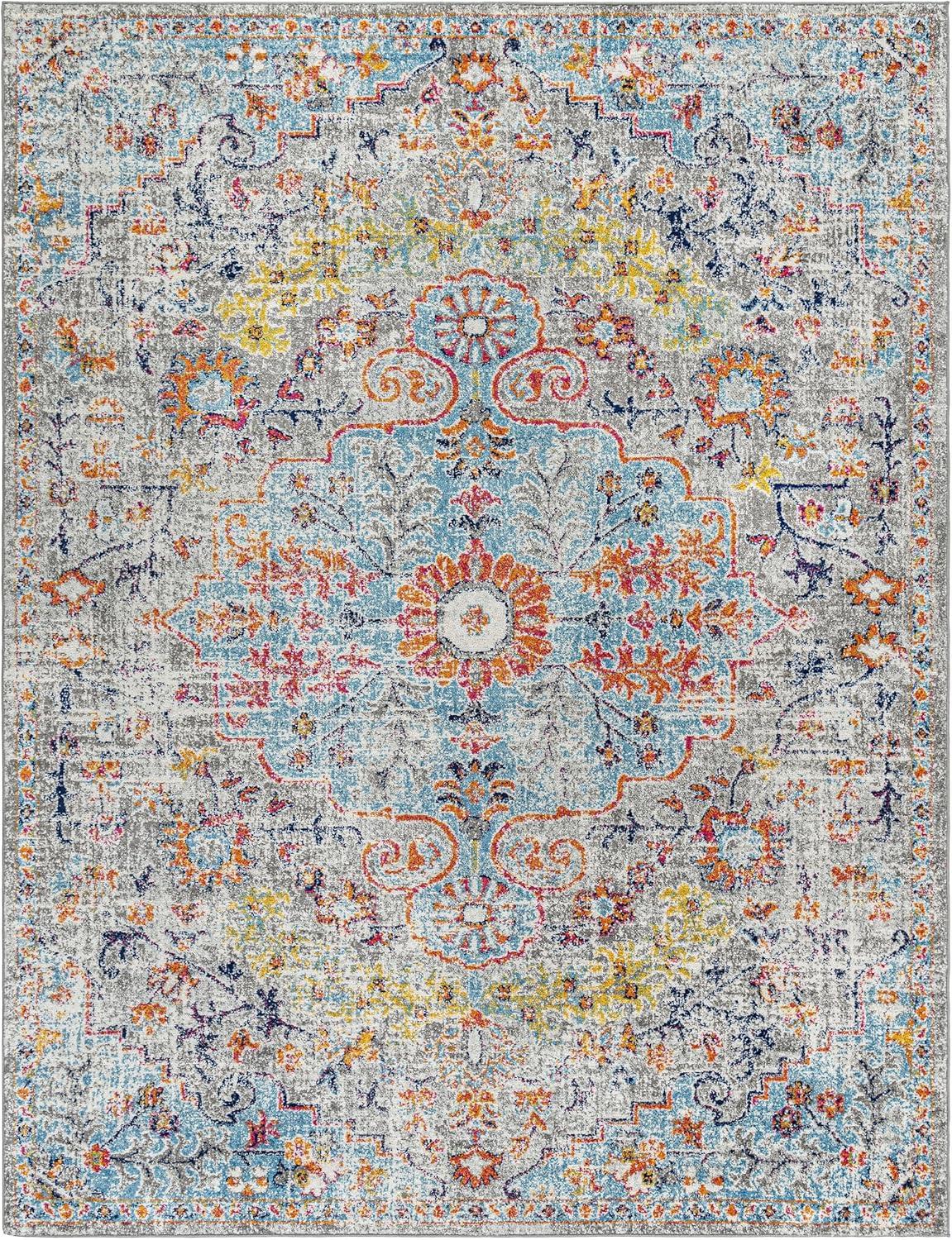 Artistic Weavers Harput Medallion Area Rug, Aqua, 7'10" x 10'3"