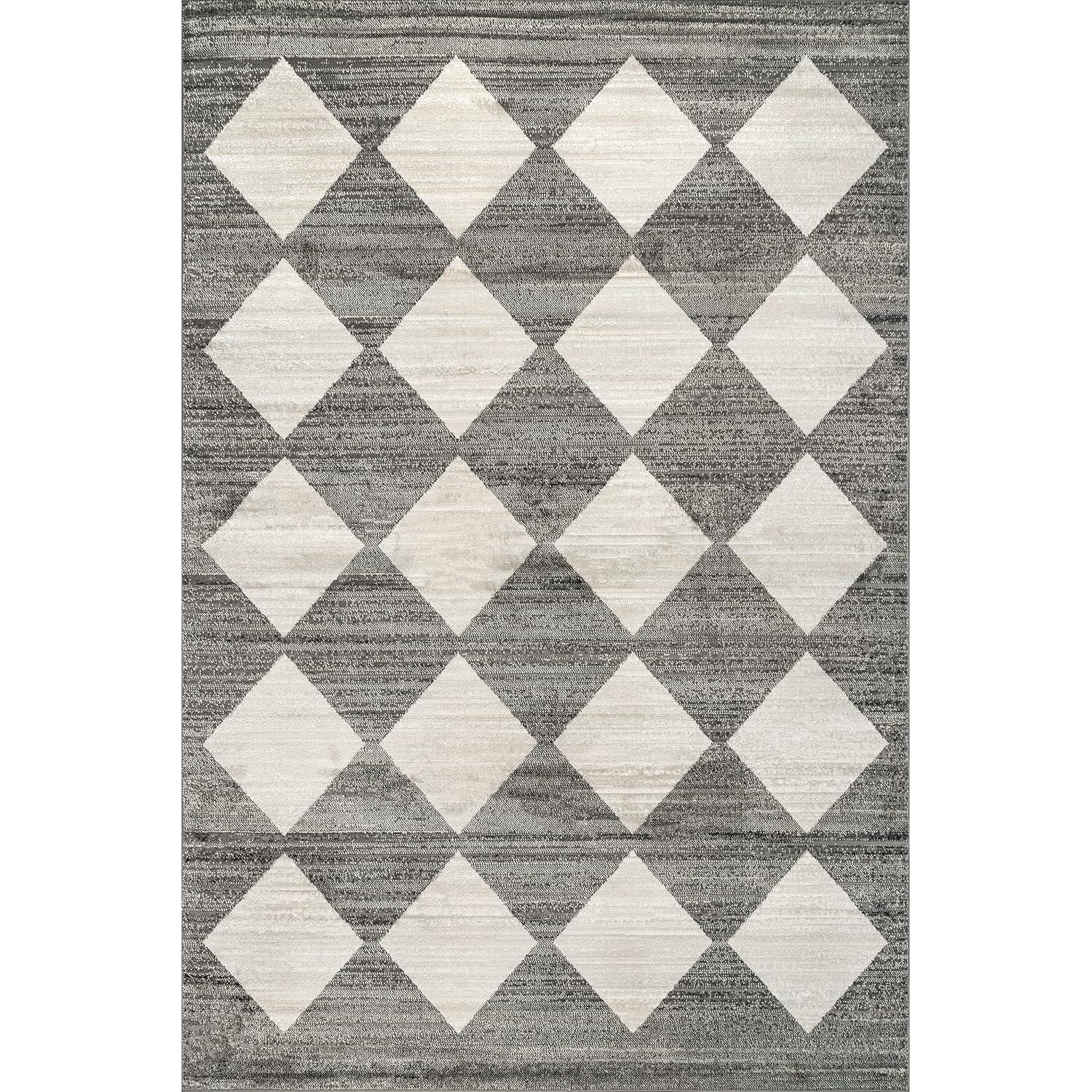 Nuloom Gianna Geometric 5x8 Indoor Area Rug for Living Room Bedroom Dining Room Kitchen, Grey/Ivory