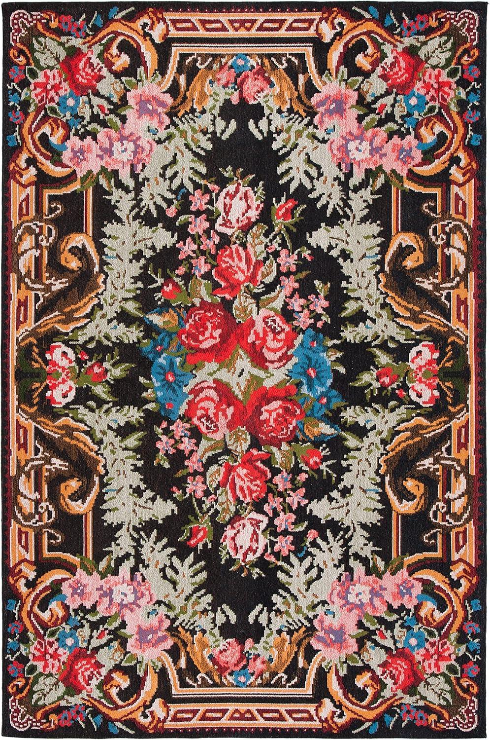 Classic Vintage CLV301 Power Loomed Runner Rug - Black/Multi - 2'3"x12' - Safavieh.
