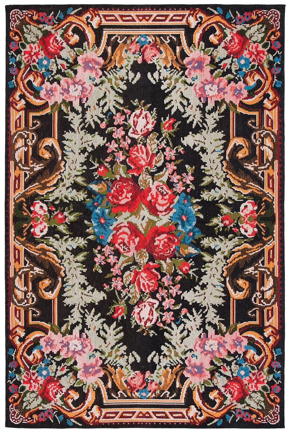 Classic Vintage CLV301 Power Loomed Runner Rug - Black/Multi - 2'3"x12' - Safavieh.