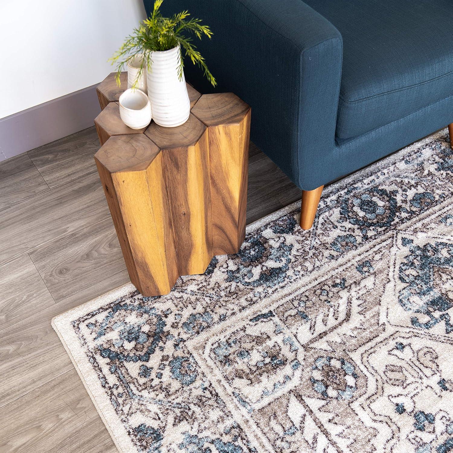Maples Rugs Tapestry Farmhouse Medallion Taupe Grey Non Slip Hallway Runner Rug, 2'6 x 10'
